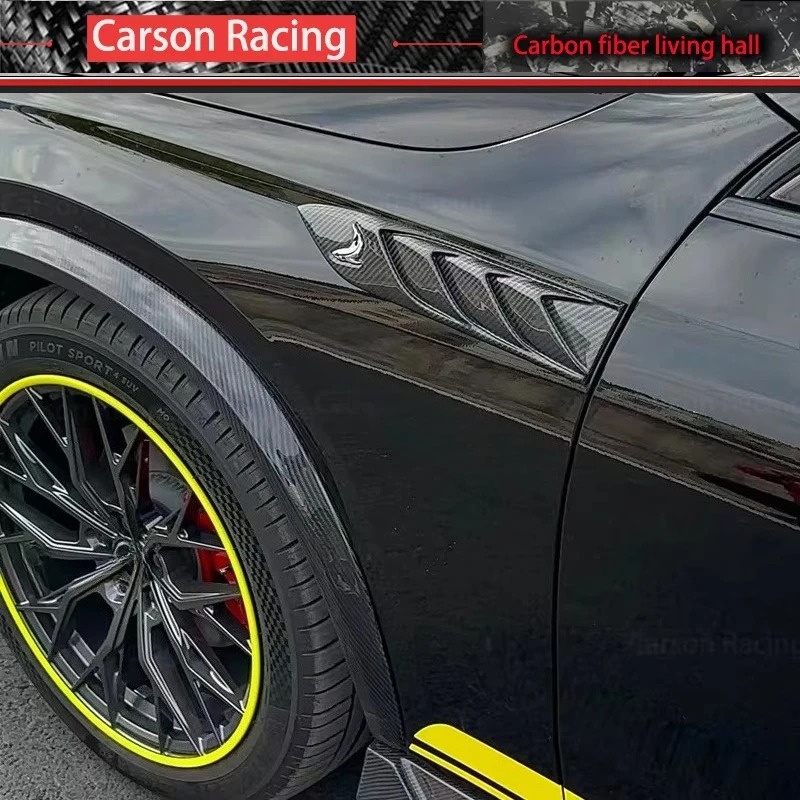 TopCar 2023+ Style Wet Carbon Fiber Body Kit Front Bumper Lip Side Skirt Wheel Arches Top Spoiler for Benz GLC X254 GLC43 Car